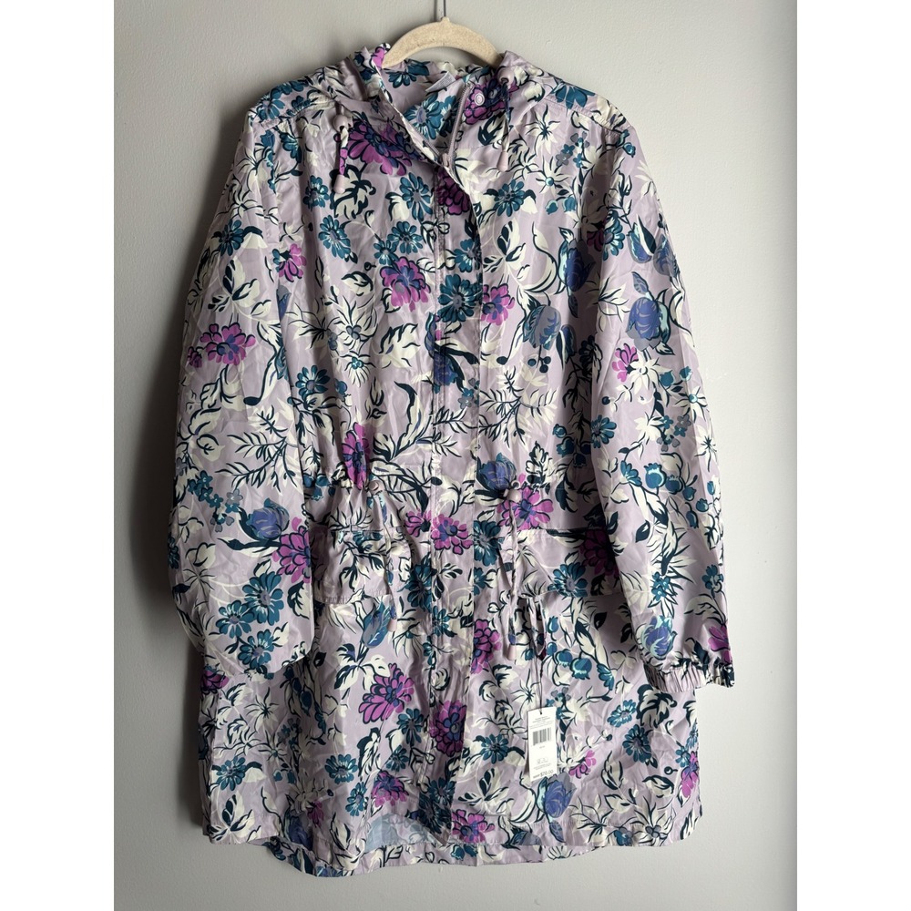 Vera Bradley Packable Raincoat Fresh-Cut Floral Lavender Purple Jacket L 12-14